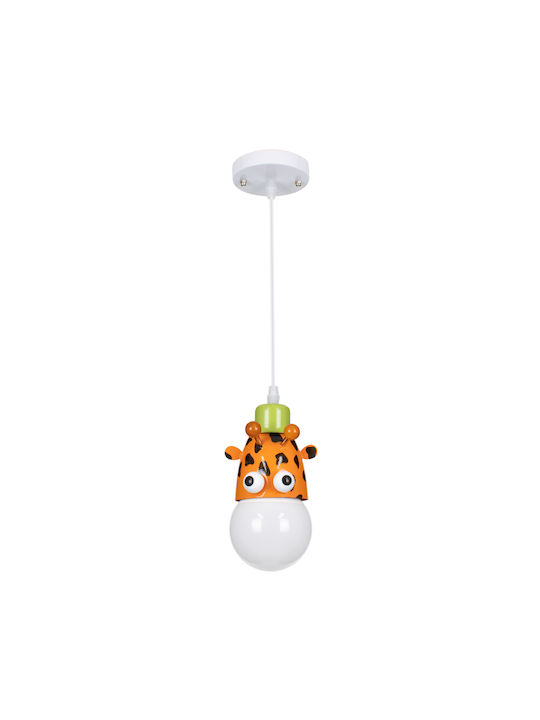 GloboStar Single-Light Kids Ceiling Hanging Light Made of Metal with E27 Socket White Green Orange Black 10.5x13.5cm