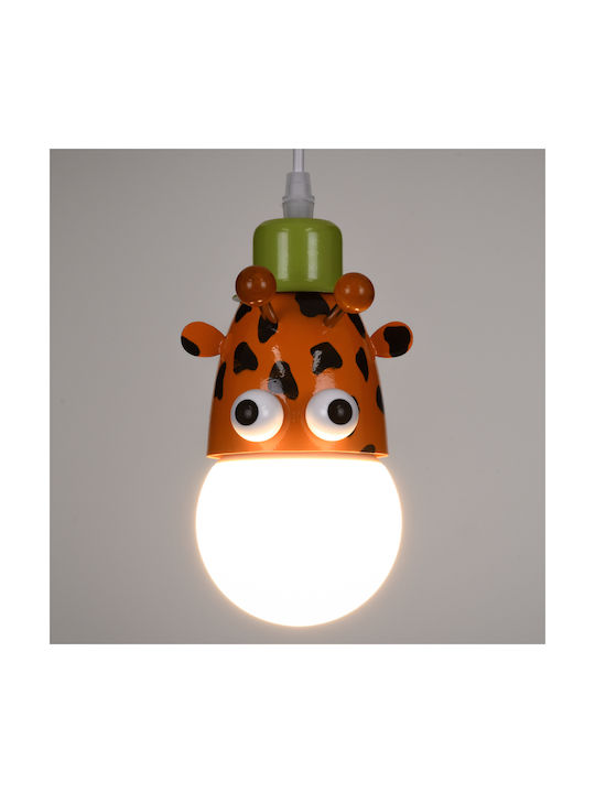 GloboStar Single-Light Kids Ceiling Hanging Light Made of Metal with E27 Socket White Green Orange Black 10.5x13.5cm