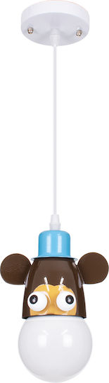 GloboStar Einfaches Kinderzimmer-Deckenleuchte Hängend aus Metall mit E27-Fassung Hellblau - Braun 10,5x13,5cm