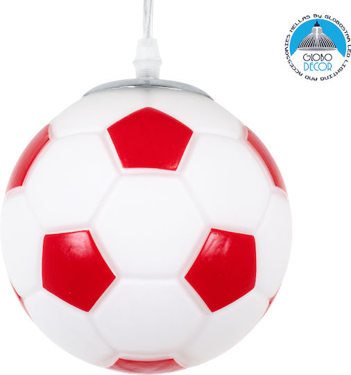 GloboStar Football Einfaches Licht Kinderdeckenleuchte Deckenleuchte mit Fassung E27 White/Red 15x18cm