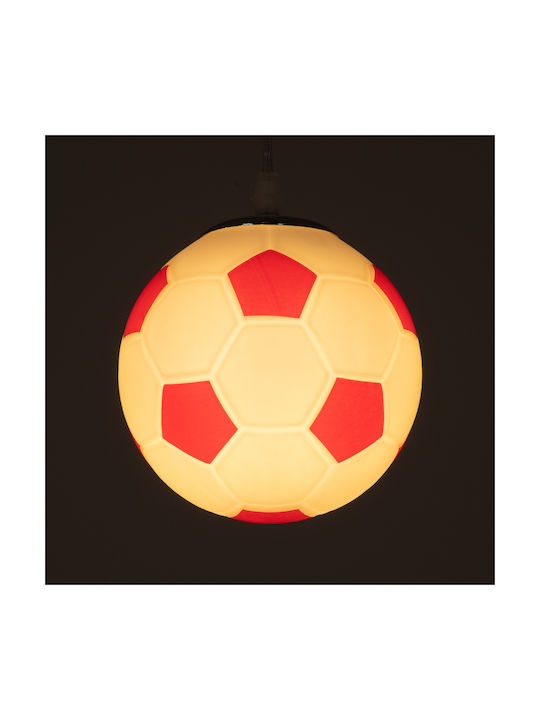 GloboStar Kids Glass Single Ceiling Light E27 Football White/Red 15x18cm