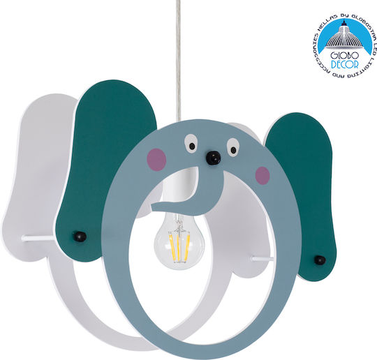 GloboStar Elephant Einfaches Licht Kinderdeckenleuchte Deckenleuchte mit Fassung E27 Grün 37.7x31.5cm