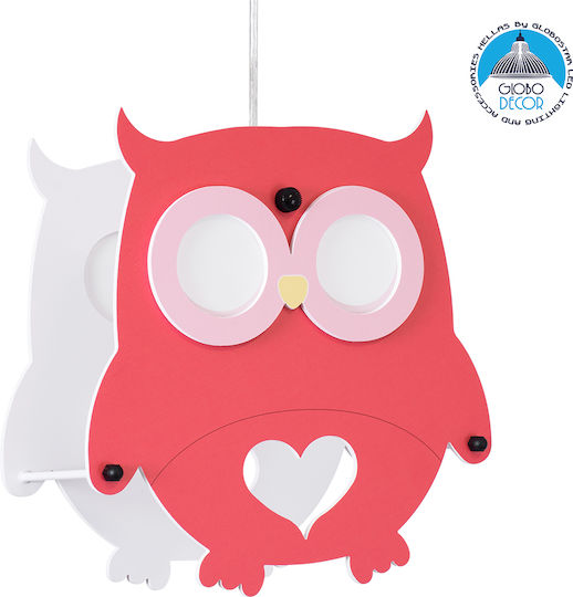 GloboStar Eule Einfaches Licht Kinderdeckenleuchte Deckenleuchte mit Fassung E27 Rot 29.5x30.5cm