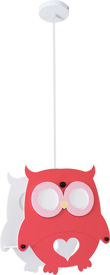 GloboStar Eule Einfaches Licht Kinderdeckenleuchte Deckenleuchte mit Fassung E27 Rot 29.5x30.5cm