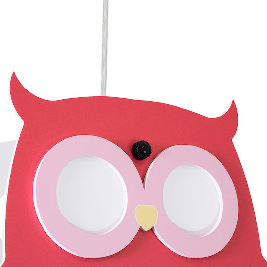GloboStar Eule Einfaches Licht Kinderdeckenleuchte Deckenleuchte mit Fassung E27 Rot 29.5x30.5cm
