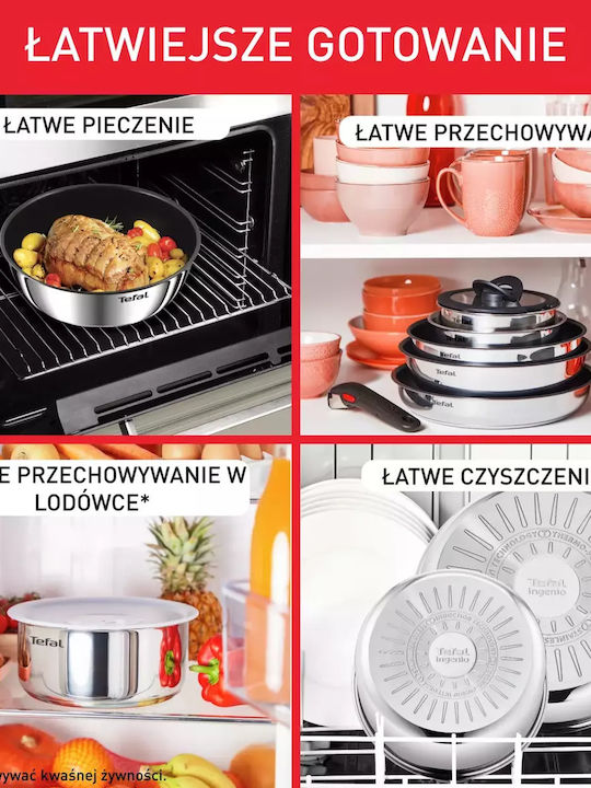 Tefal Ingenio Set de vase de gătit din oțel inoxidabil Argint 5buc