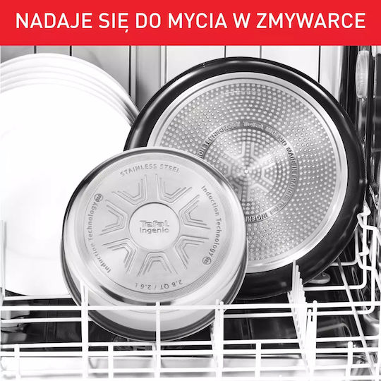 Tefal Ingenio Cook Eat Σετ Μαγειρικά Σκεύη από Ανοξείδωτο Ατσάλι Ασημί 5 τεμαχιών