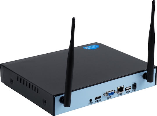 GloboStar Surveillance System 4 Cameras Wireless Cameras IP 1080p with Recorder