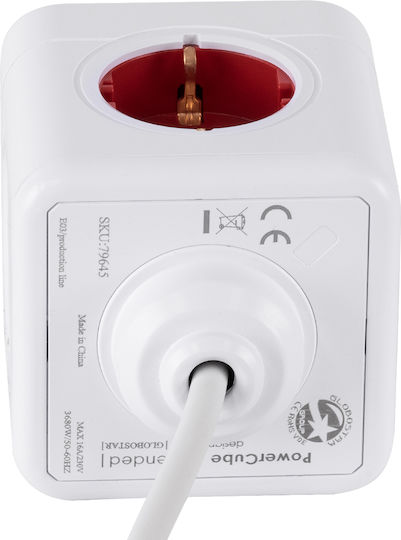 GloboStar PowerCube 5 Θέσεων με Καλώδιο 1.5m