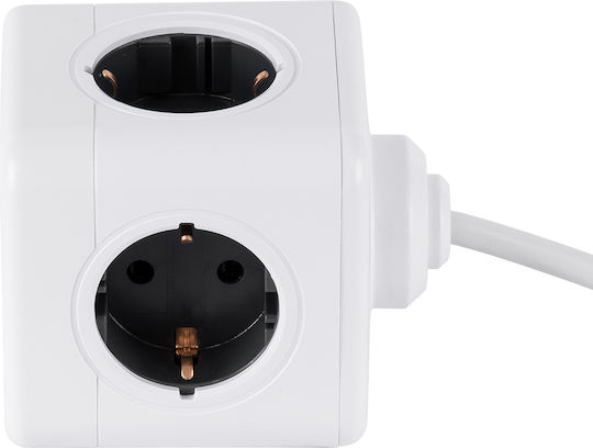 GloboStar PowerCube mit Überspannungsschutz 5 Positionen mit Kabel 1.5m Gray