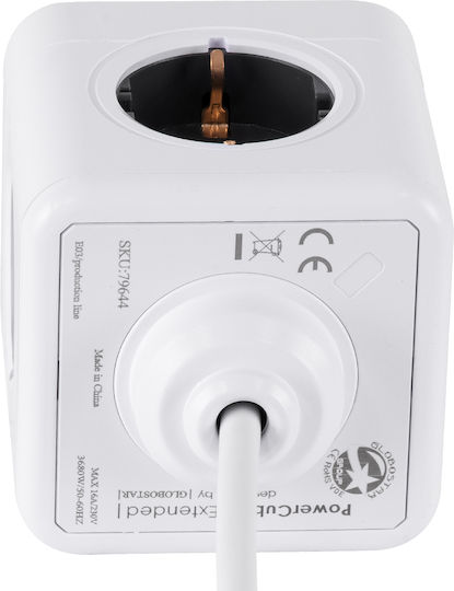 GloboStar PowerCube mit Überspannungsschutz 5 Positionen mit Kabel 1.5m Gray