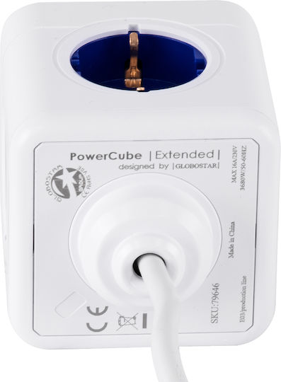 GloboStar PowerCube 5 Θέσεων με Καλώδιο 1.5m