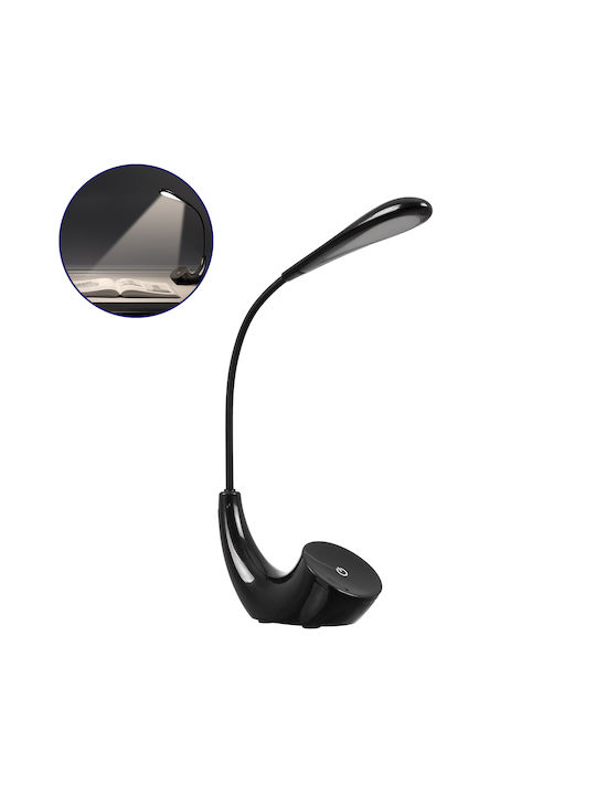 GloboStar Tesler Rechargeable LED Office Lamp with Flexible Arm in Black Color