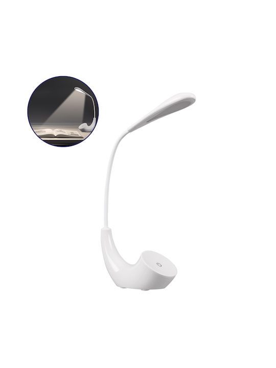 GloboStar Tesler Επαναφορτιζόμενο LED Φωτιστικό Γραφείου με Εύκαμπτο Βραχίονα σε Λευκό Χρώμα