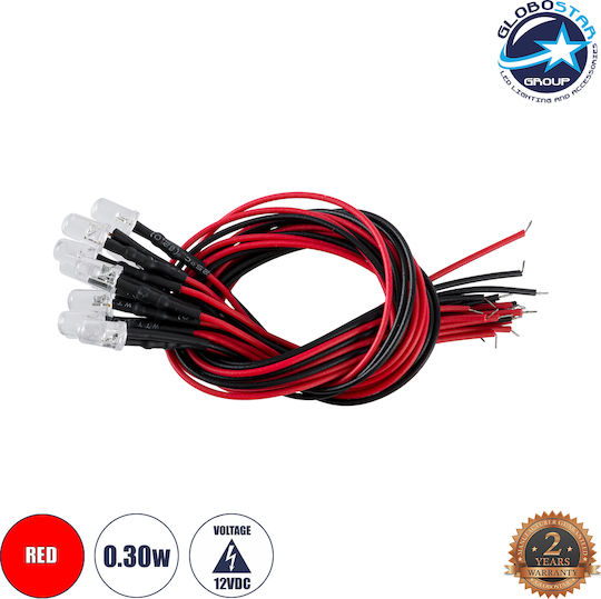 GloboStar LED 12V 0.3W Κόκκινο 10τμχ 73732