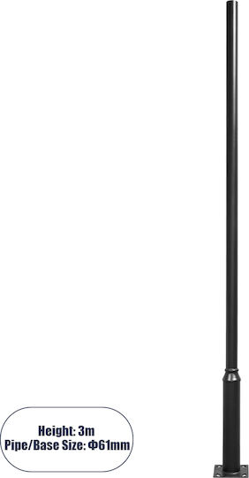 GloboStar Mounting Post for Lighting Fixtures Metallic Pole 3.5m Ø5.8cm Black Black 12111