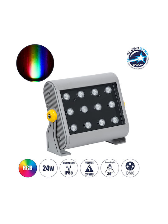 GloboStar Flood-Hena Външна Стояща Лампа LED Стенна Пералня 24W RGB IP65 Сребрист