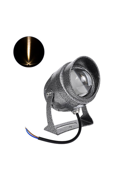 GloboStar Φωτιστικό Προβολάκι LED Εξωτερικού Χώρου 16W με Θερμό Λευκό Φως IP65 Ασημί