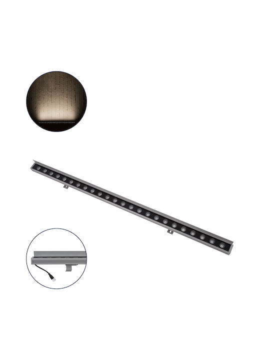 GloboStar Faia Outdoor Floor Lamp LED Wall Washer 24W with Natural White Light IP65 Silver