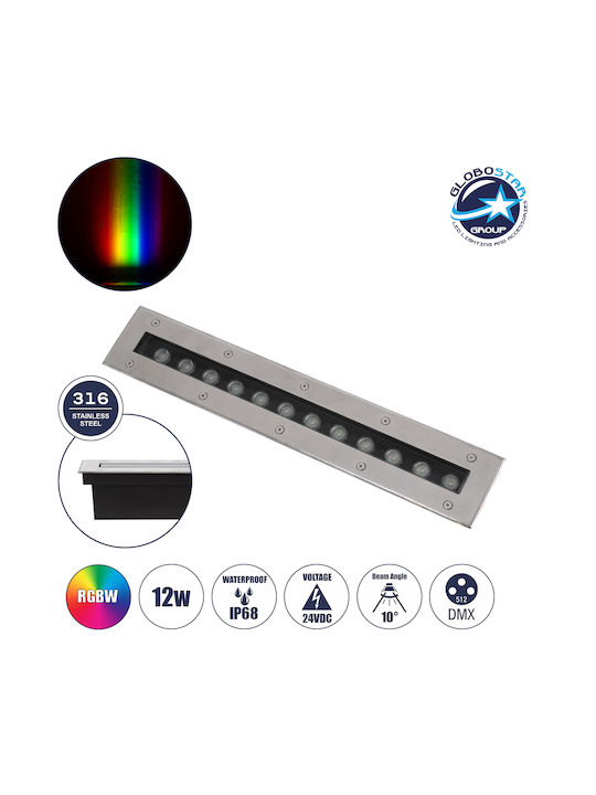 GloboStar Mina Outdoor Floor Lamp LED Wall Washer 12W RGBW IP68 Silver