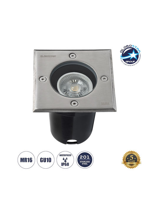 GloboStar Spot Floor Lamp 40W IP68 for GU10 Light Bulb Base Silver
