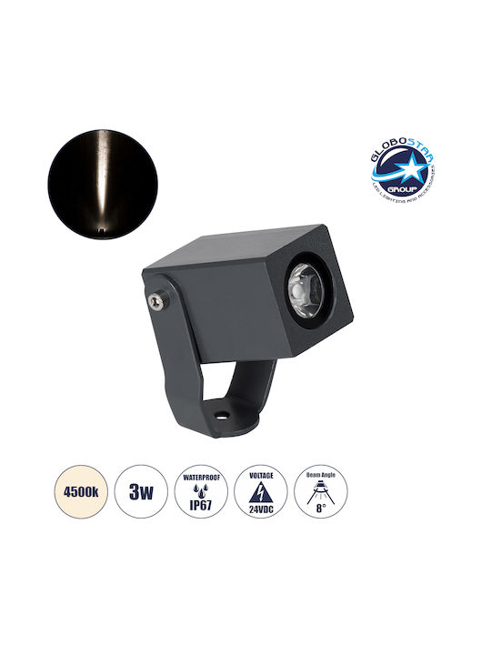 GloboStar Treelighttreemaro Proiector LED Pentru Exterior 3W Cu Lumină Alb Natural IP67 Gri