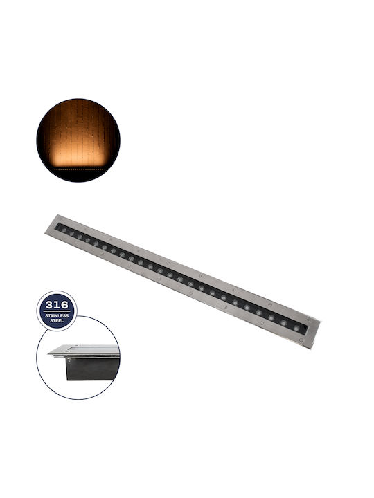 GloboStar Mina Outdoor Floor Lamp LED Wall Washer 18W with Warm White Light IP68 Gray