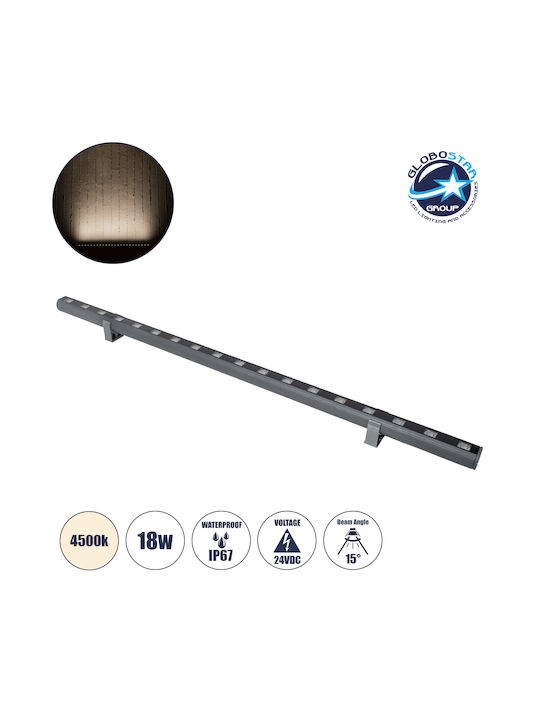GloboStar Panda Außenstehlampe LED Wall Washer 18W mit Natürliches Weiß Licht IP67 Grau