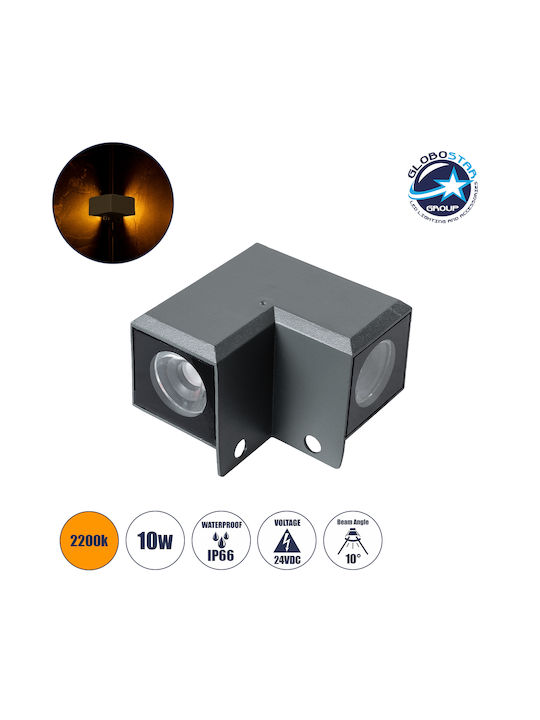 GloboStar Walllightdona Lampă De Podea Pentru Exterior LED Mașină De Spălat Pe Perete 10W Cu Lumină Bianco Reglabilă IP66 Portocalie