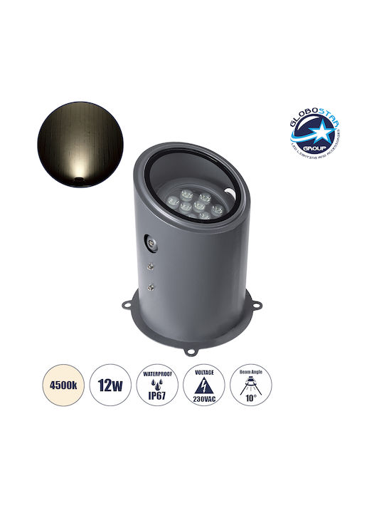 GloboStar Floodmilo Außenstehlampe LED 12W mit Natürliches Weiß Licht IP67 Weiß