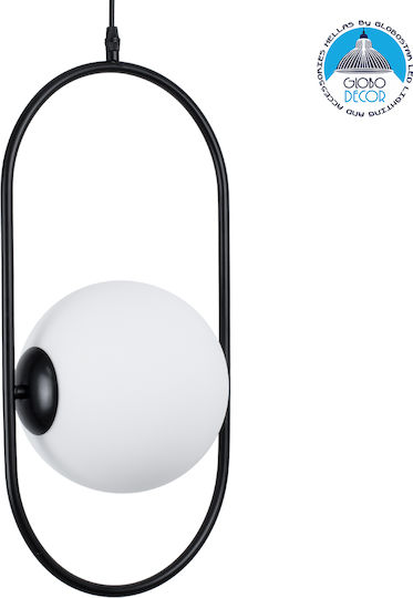 GloboStar Hamburg Pendant Light Black Ball with Socket E14, E.14 25x20x50cm