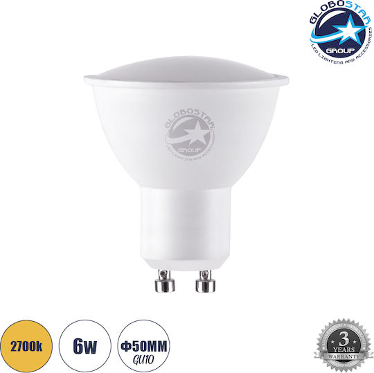 GloboStar Λάμπα LED 6W 145mm για Ντουί GU10 και Σχήμα MR16 Θερμό Λευκό 660lm
