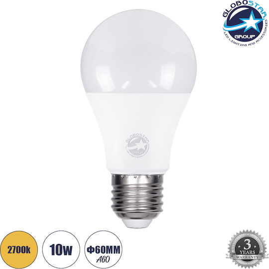 GloboStar LED-Lampe 10W 110mm für Fassung E27 und Form A60 Warmes Weiß 1100lm
