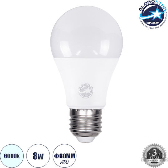 GloboStar LED-Lampe 8W 110mm für Fassung E27 und Form A60 Kühles Weiß 928lm