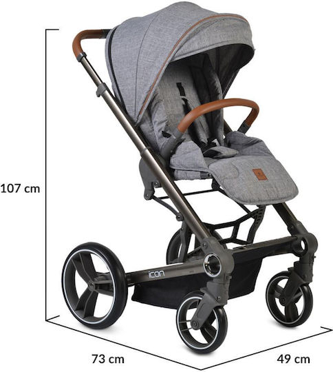 Cangaroo Icon Verstellbar 3 in 1 Baby Kinderwagen Geeignet für Neugeborene Grey 13.2kg