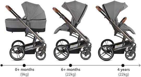 Cangaroo Icon Verstellbar 3 in 1 Baby Kinderwagen Geeignet für Neugeborene Grey 13.2kg