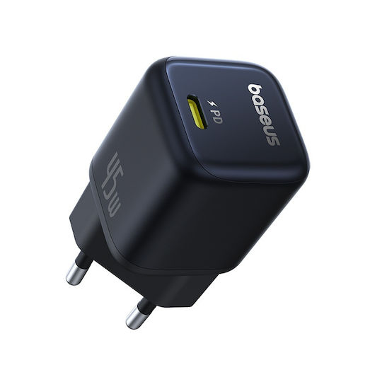 Baseus Φορτιστής Χωρίς Καλώδιο GaN με Θύρα USB-C 45W Power Delivery / Quick Charge 3.0 / SuperCharge Μαύρος (PicoGo)