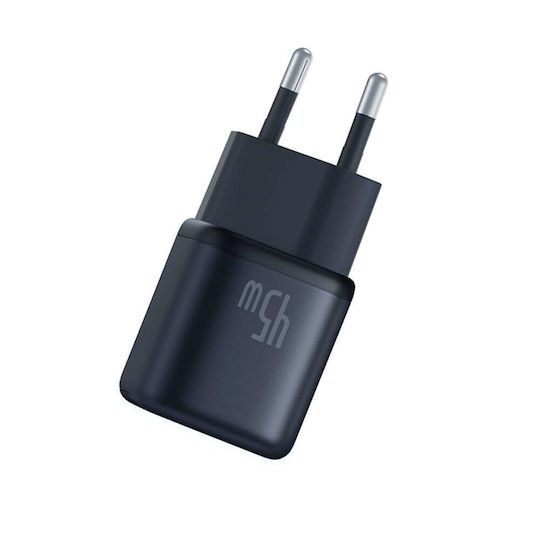 Baseus Φορτιστής Χωρίς Καλώδιο GaN με Θύρα USB-C 45W Power Delivery / Quick Charge 3.0 / SuperCharge Μαύρος (PicoGo)