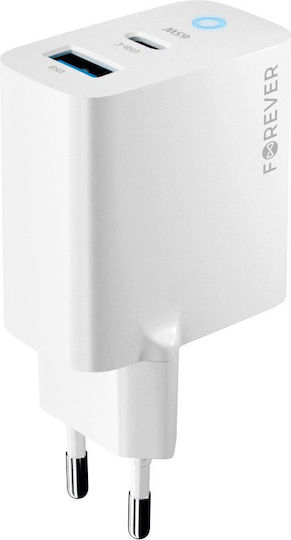 Forever Forever Handyladegerät Ohne Kabel GaN 65W Stromlieferung Weiß (TC-06-65AC)