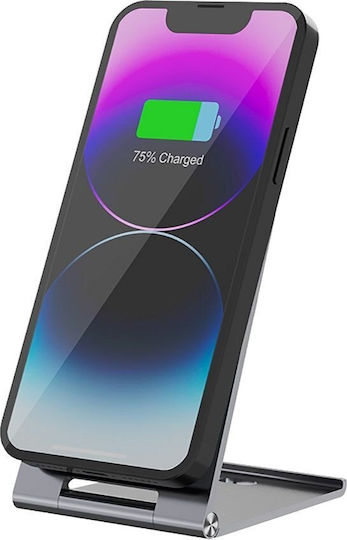Forcell Ασύρματος Φορτιστής Qi2 και Καλώδιο USB-C 15W Ασημί (F-ENERGY Flip Charge)