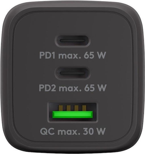 Goobay Φορτιστής Χωρίς Καλώδιο με Θύρα USB-A και 2 Θύρες USB-C 65W Power Delivery Μαύρος (64753)