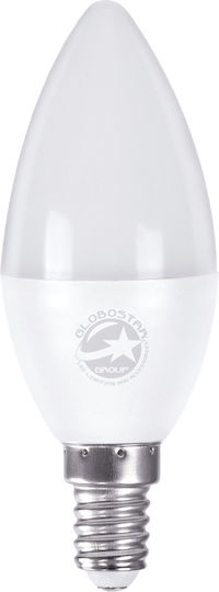 GloboStar Λάμπα LED 6W 100mm για Ντουί E14 και Σχήμα C37 Θερμό Λευκό 660lm