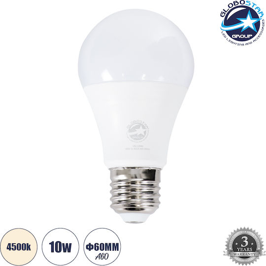 GloboStar LED Bulb 10W 110mm for Socket E27 and Shape A60 Natural White 970lm Dimmable