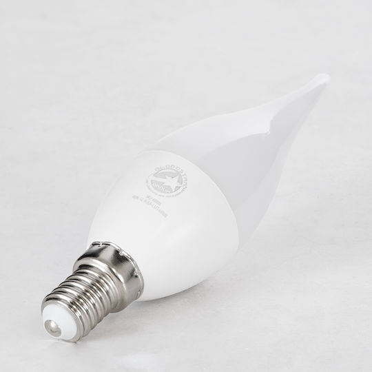 GloboStar Λάμπα LED 6W 125mm για Ντουί E14 και Σχήμα C37T Θερμό Λευκό 564lm
