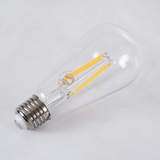 GloboStar Edison Retro LED Bulb 8W 145mm for Socket E27 and Shape ST64 Warm White 880lm Dimmable