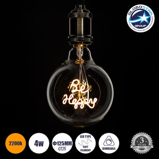 GloboStar LED-Lampe 4W 180mm für Fassung E27 und Form G125 Warmes Weiß 340lm Dimmbar