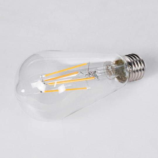 GloboStar Edison Retro LED Bulb 10W 145mm for Socket E27 and Shape ST64 Warm White 1100lm Dimmable