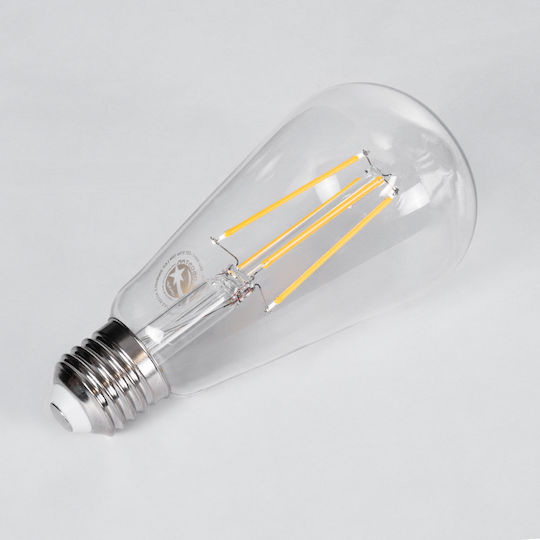 GloboStar Edison Retro LED Bulb 10W 145mm for Socket E27 and Shape ST64 Warm White 1100lm Dimmable