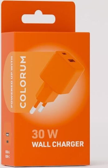 Colorum Ladegerät mit integriertem Kabel 30W Stromlieferung Orange (GSM178776)