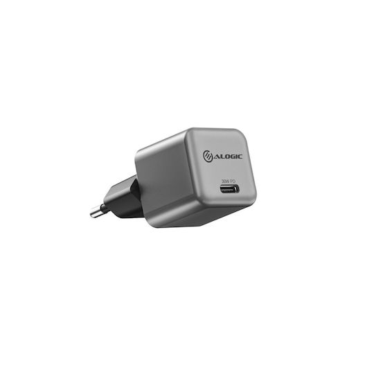 Alogic GaN Kabelloser Ladegerät mit USB-C Ausgangsanschluss 30W Stromlieferung Schwarz (1X30 Rapid Power)